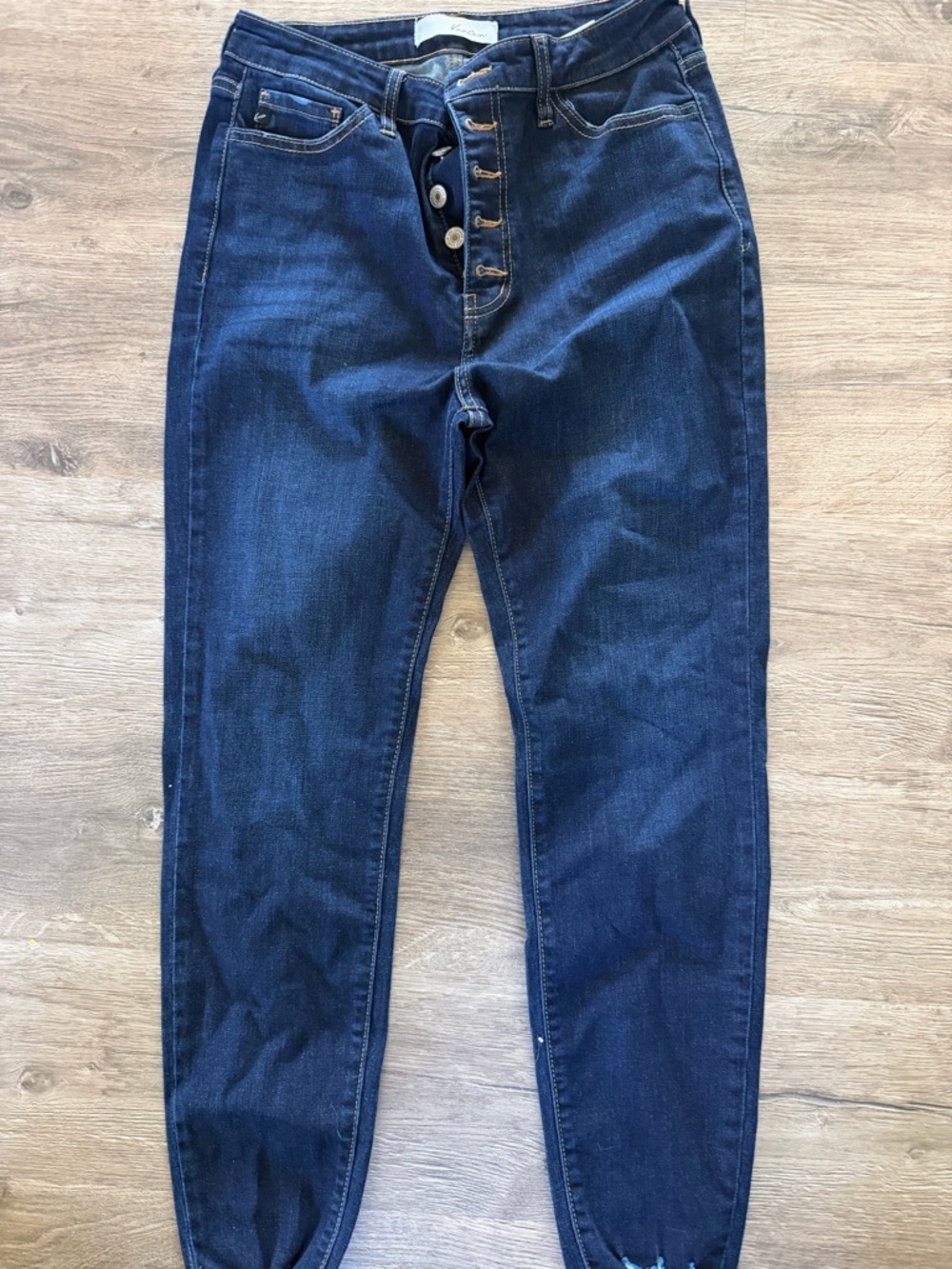 KanCan Women's Dark Blue High-Rise Jeggings with Button Fly